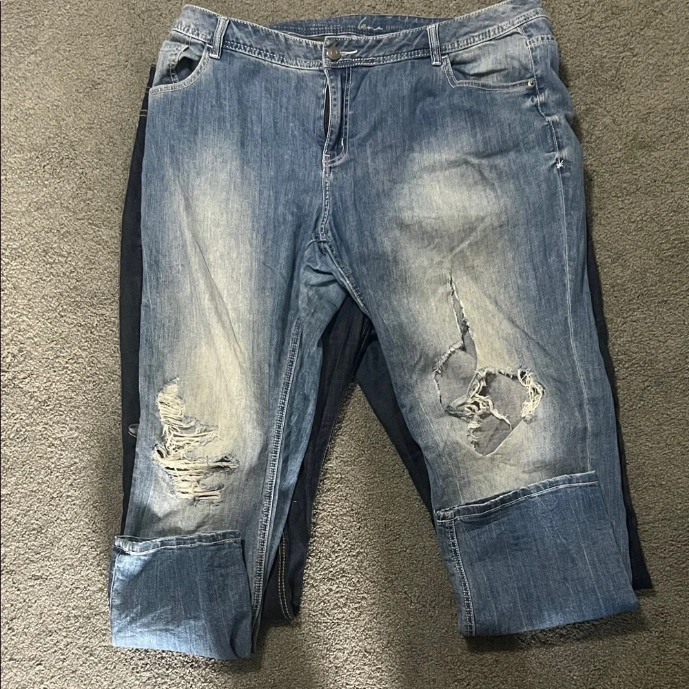 Lane Bryant Women's Dark, Light, and Medium Blue Straight Leg Jeans - Picture 3 of 4